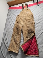 Vintage Carhartt Quilted Lined Canvas Overalls Mens Size 44x30 Brown R02 BRN USA