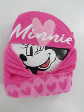 Disney Minnie Mouse Hooded Towel For Children Pink Black w/ Hearts Brand New
