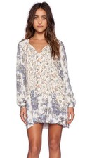 Free People Lucky Loosey Dress Women's MD White Multi Floral Mini Cottagecore