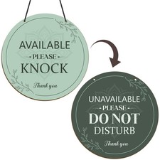 Do Not Disturb Door Hanger Sign - Available Please Knock Sign Green Double-Si...