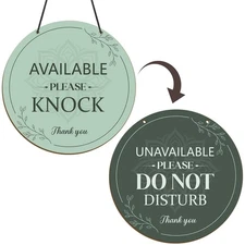 Do Not Disturb Door Hanger Sign - Available Please Knock Sign Green Double-Si...