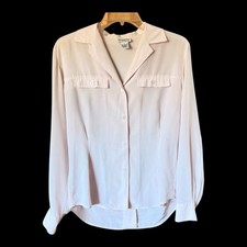 Christian Dior Chemises Blouse Size 4 Pink Vintage Long Sleeve Button Up Top