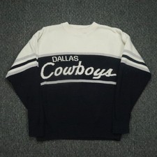 Vintage Dallas Cowboys Sweater Men Large Blue White Pro Elite Pullover Crew USA