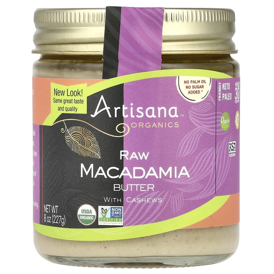 Organics, Raw Macadamia Butter with Cashews, 8 oz (227 g)