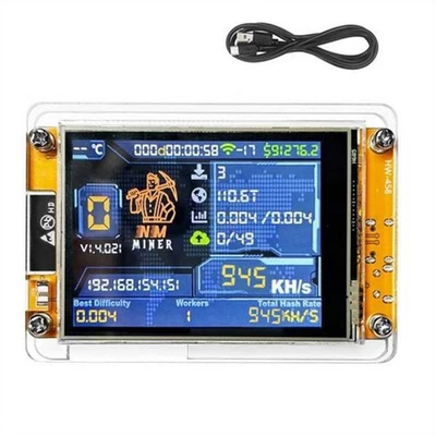 Nerdminer 1060kh/s BTC Solo Lottery Miner with 2.8-Inch Screen + Acrilyc Case