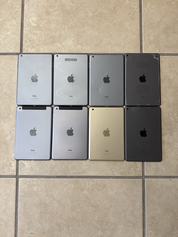 Lot Of 8 iPad Mini 1st Gen (1)/2nd Gen (4)/3rd (1)/5th (2) Gen’s 16GB-256GB