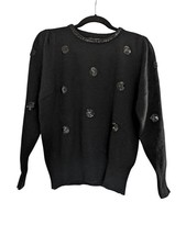 Vintage Angora Lambswool Sweater Black Sequin Women's Small Courtney Rhodes