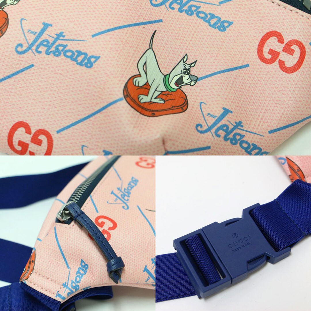 GUCCI The Jetsons Bag Children's Waist Pouch Leather Pink Blue Used thumbnail 7