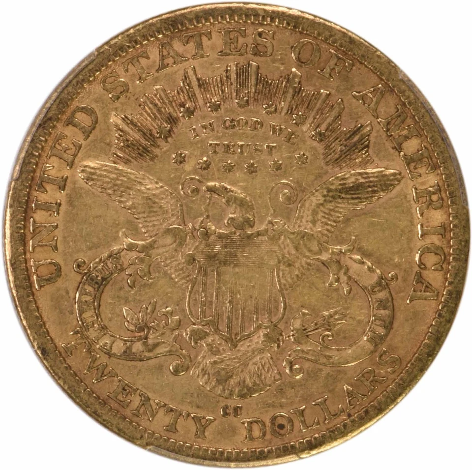 Cabeza Liberty de oro 1877-CC $20 EF40 PCGS Foto 4 de 4