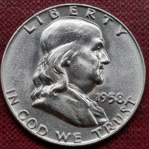 1958 D Benjamin Franklin Half Dollar 50c High Grade BU UNC Uncirculated #95164