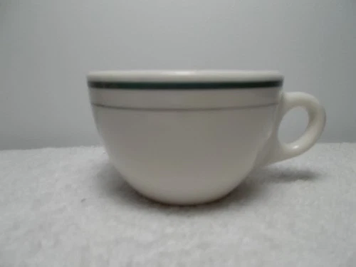 Vintage Syracuse China White & Green Bands Coffee Tea Cup Mug Restaurant Ware