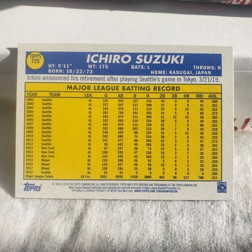 2019 Topps Heritage High Number Ichiro Short Print Card - Picture 4 of 6