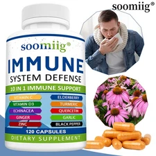 Immune System Defense Support Supplement Vitamin C D3 Quercetin Turmeric 30-120