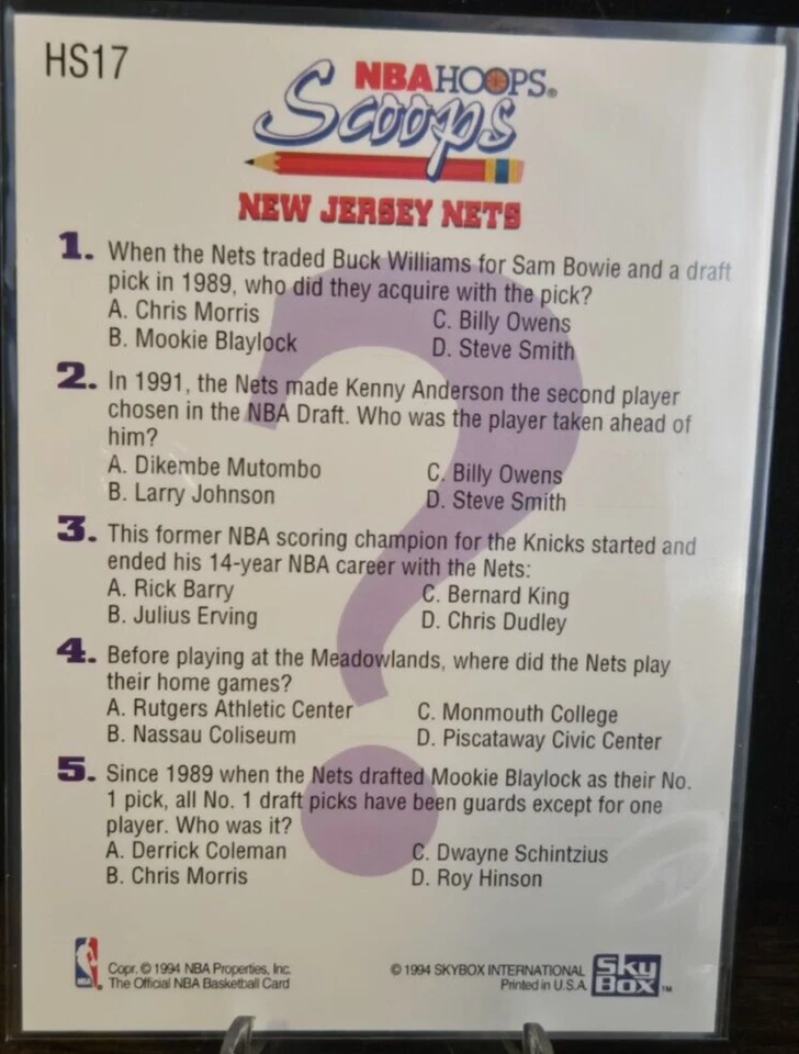 Hoops - 1994 - Derrick McKey - #HS17 New Jersey Nets - Scoops - Tarjeta Foto 2 de 2