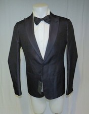 Giorgio Armani Black Label Blue Dot Silk One Button Dinner Jacket 38R NWT 3495