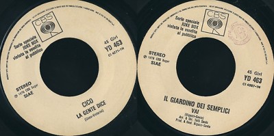 SCHEIBE 45 UMDREHUNGEN CICO / DER GARTEN DER EINFACHEN    DIE LEUTE SAGEN // GEHEN