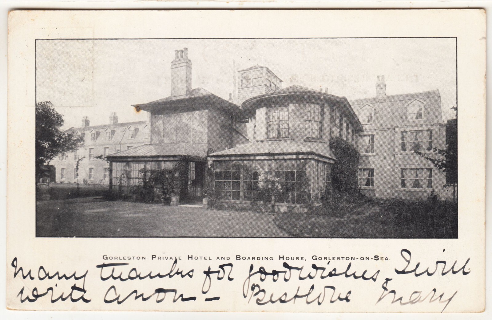 GORLESTON PRIVATE HOTEL Boarding House Great Yarmouth 1907 used