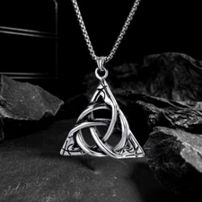 Irish Celtic Triquetra Trinity Knot Pendant Necklace Ireland Jewelry Chain 22"