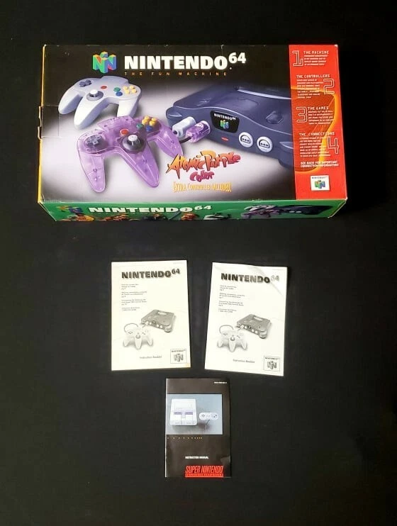 Nintendo 64 N64 Atomic Purple BOX ONLY, NO CONSOLE With Manuals