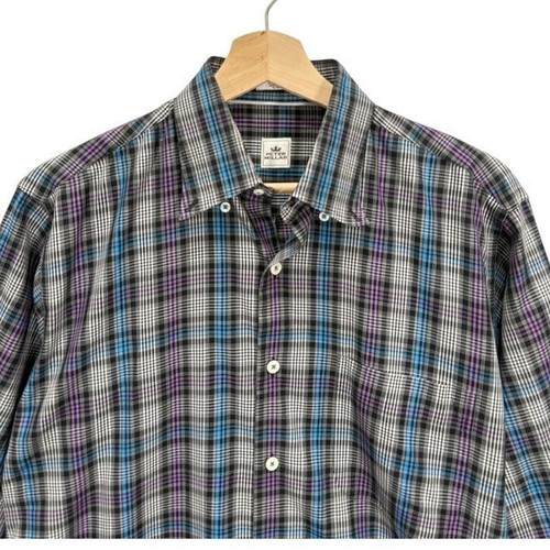Peter Millar Mens Long Sleeve Collared Button Down Plaid Shirt Size Medium - Picture 3 of 9
