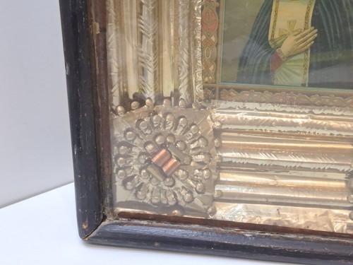 Icon in Kiot Box Case Wooden Seraphim Vintage Religion Christianity Handmade - Picture 8 of 22
