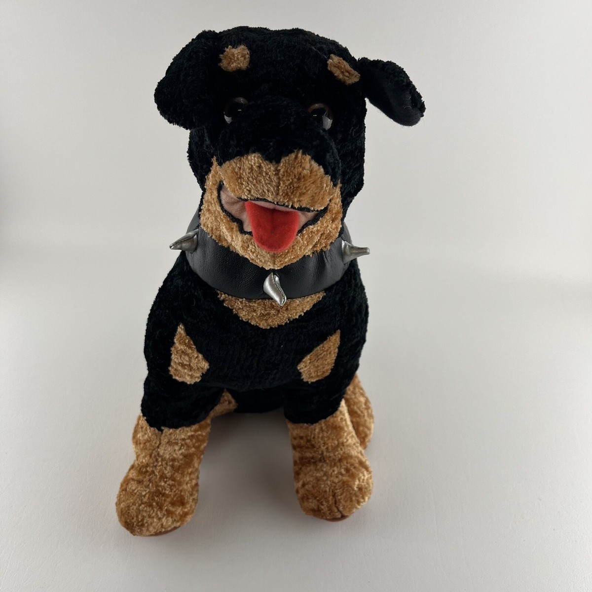 Rottweiler Rottie Spike Collar Plush Stuffed Animal Toy Dog Great