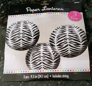 Zebra Print Round Paper Lanterns 3 Baby Bridal Shower Birthday