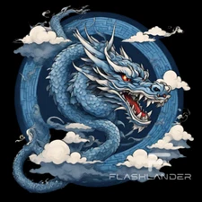 Blue Dragon T-Shirt Biker Tee Japanese Kanji Tatto Art Men Women Tee Flashlander
