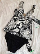 Women Swimming Suits Two Piece Tankini Set for Women Black/White Size L 34C