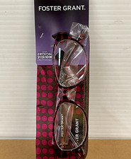 Foster Grant Reading Glasses Magenta Tortise with Polkadot Eyeglass Case.