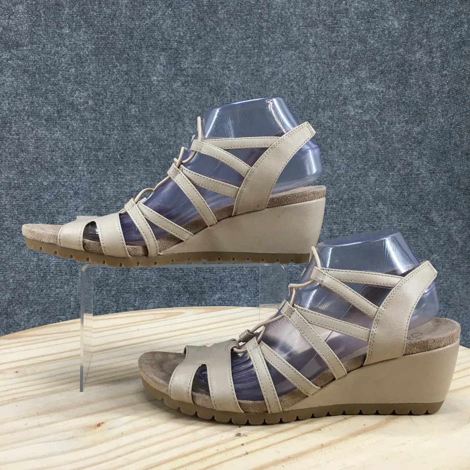 Sandalias Life Stride para mujer 11 M Nadira Gladiador cuña beige imitación cuero informales Foto 2 de 4