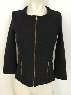 Siste´s Jacke Blazerjacke Jäckchen Materialmix Reissverschluss schwarz XS