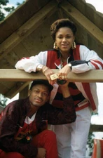 Rapper Michie Mee and DJ L.A. Luv appear in a portrait taken on J - Old Photo 8