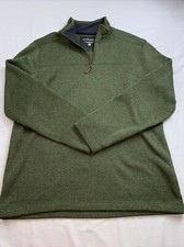 G.H. Bass  Co Sweater Men  s Size M 1/4 Zip Pullover Green Tweed