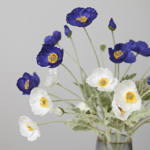 4 Heads Colourful Artificial Poppy Silk Flowers Wedding Home Garden Decoration - Bild 11 von 24