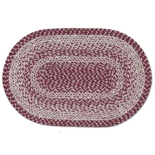 Cranberry Burgundy Oval Braided Floor Mat Rug 20"x30" - ITC-010