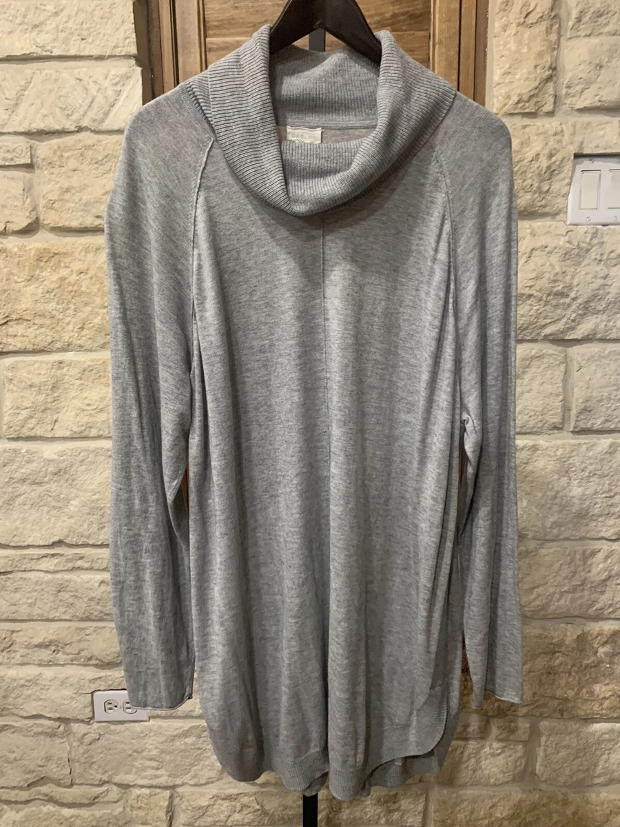 Caslon Women s Long Sleeve Cowl Neck Sweater Ribbed Sides Light Gray Size 3X
