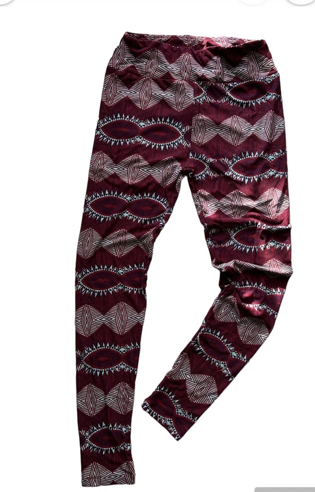 Leggings Lularoe Estampado Floral OS Rojo/Azul Difícil de Encontrar Raro Talla Única Poliéster Elástico Foto 2 de 4