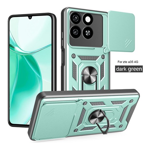 For ZTE Blade A55 4G Hybrid Armor Slide Lens Camera Ring Holder Stand Cover Case - 第 16/24 張圖片