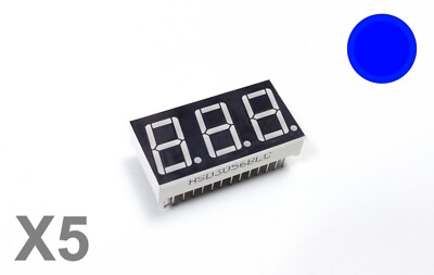 5pcs  Blue 3-Digit LED 0.56'' 7-Segment Display 28 Pins 28P Common Cathode