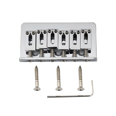 Musiclily Pro 54mm 2-1/8 Inch  Steel Hardtail Fixed Bridge Vintage Bent Saddles For Imported Strat Tele Style Electric Guitar Chrome