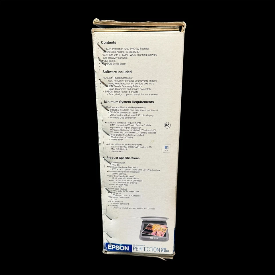 NEW Epson PERFECTION 1260 Photo Color Scanner w/Software & 35mm Slide Adapter - Image 4 of 4