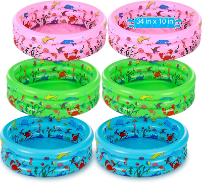 #ad 6 Pack Kiddie Pool for Toddler 34 X 10 Inch Inflatable Kids Swimming Pool Small