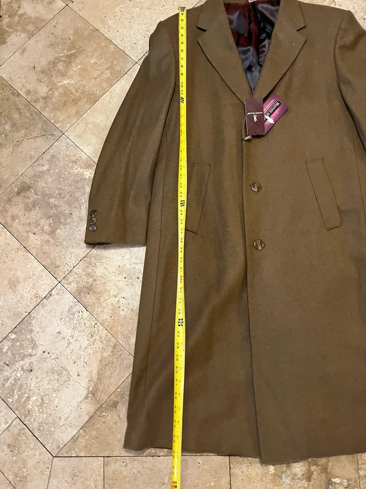 CIANNI CELLINI MENS LUXURY WOOL WATER REPELLENT DRESS COAT COLOR Brown 46L NWT - Image 4 of 4