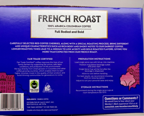 Member's Mark French Dark Roast Coffee, Single-Serve Cups (100 ct.) - Picture 2 of 3