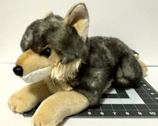 Miyoni By Aurora Grey Tan Wolf Husky Plush Stuffed Animal Toy