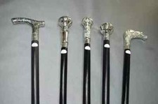 Handmade Gift Lot Of 5 Antique Walking Stick Wooden Cane Solid Brass Handle
