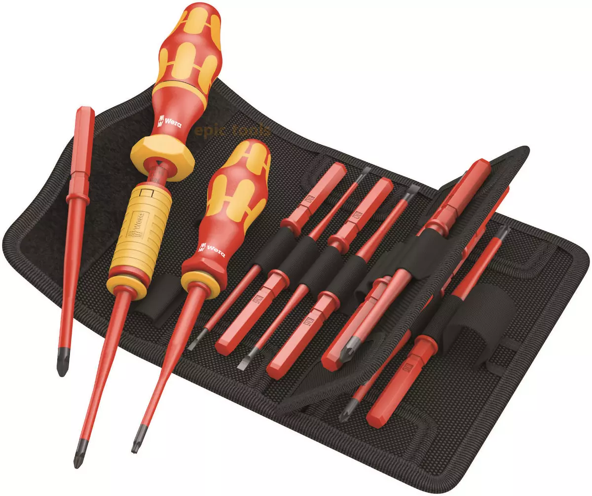 Wera 16 Pc VDE Torque Kraftform Screwdriver Handle Slim Shaft Blade Set 135906