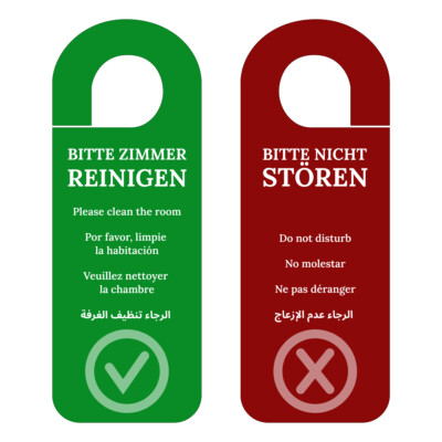 Türschild Hotel Bitte nicht stören Türanhänger beidseitig Rot Grün 5 Sprachen