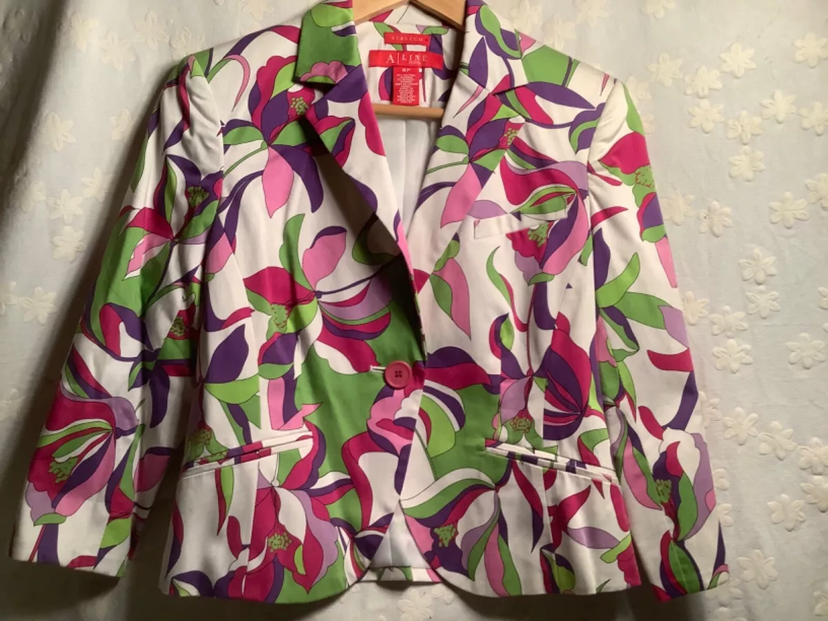 Designer Jacket Petite8 Colors Pink Green Purple Print On White